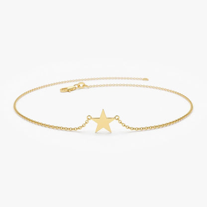14k Gold Lucky Star Charm Bracelet with Pendant