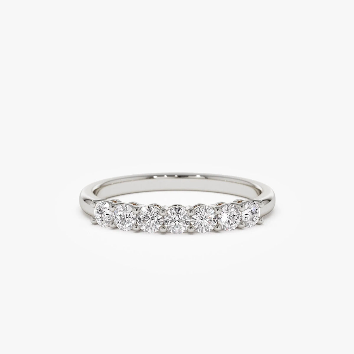 14k Solid Gold Round Diamond 7 Stone Shared Prong Basket Setting Band 0.40ctw