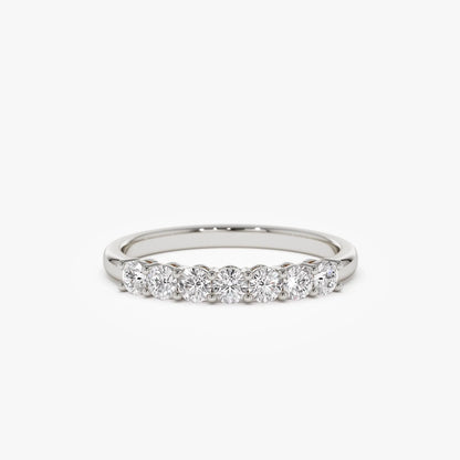 14k Solid Gold Round Diamond 7 Stone Shared Prong Basket Setting Band 0.40ctw