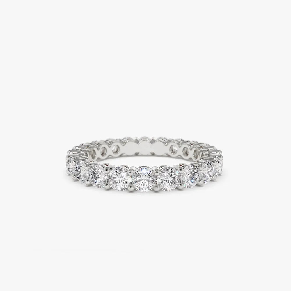 14k Gold Round Diamond Full Eternity Ring Basket Setting 2.25ctw