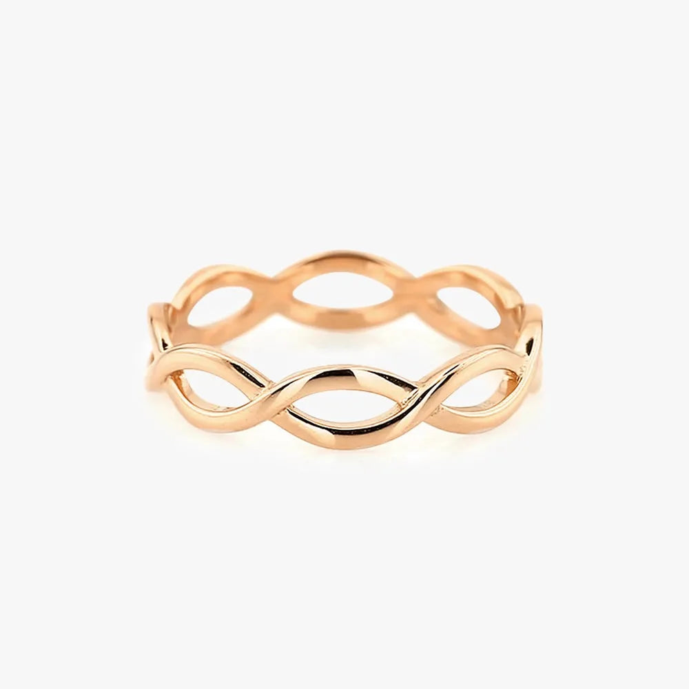 14K Solid Gold 4.5mm Infinity Double Band Handcrafted Wedding Ring