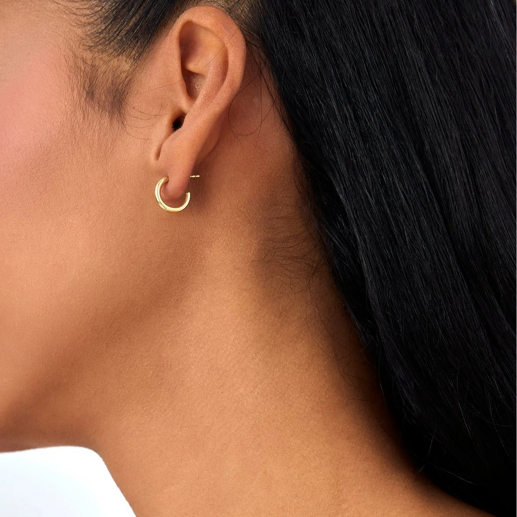 14k Yellow Gold Plain Polished Hoop Earrings 2mm Width 12.25mm