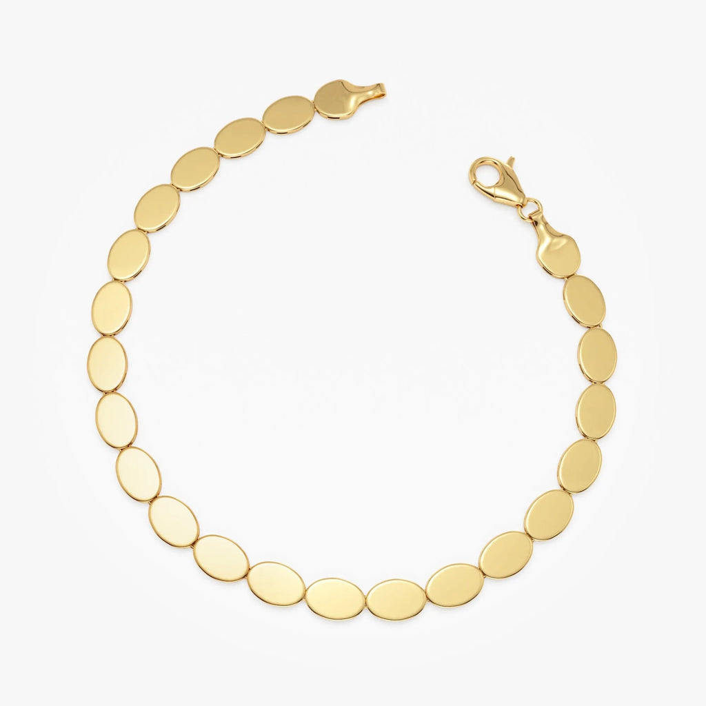 14k Gold Wide Oval Link Stacking Chain Bracelet