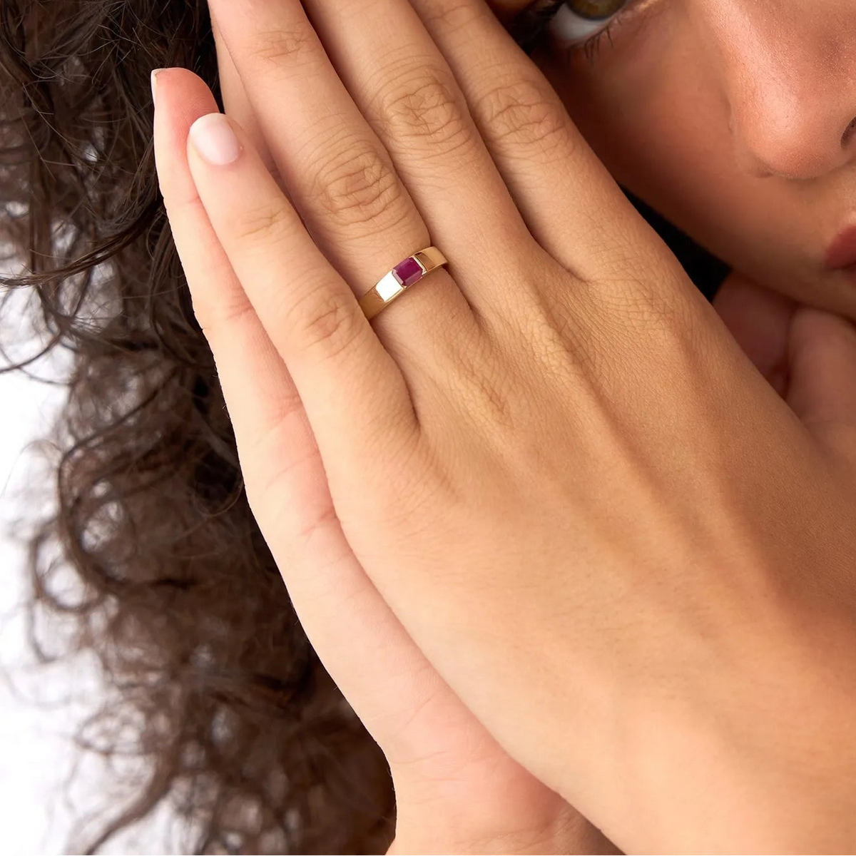 14k Gold Ruby Emerald Cut Octagon Solitaire Ring 0.56 ctw