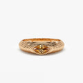 14K Solid Gold Marquise Cut Citrine 0.35 Carat Step Beveled Ring