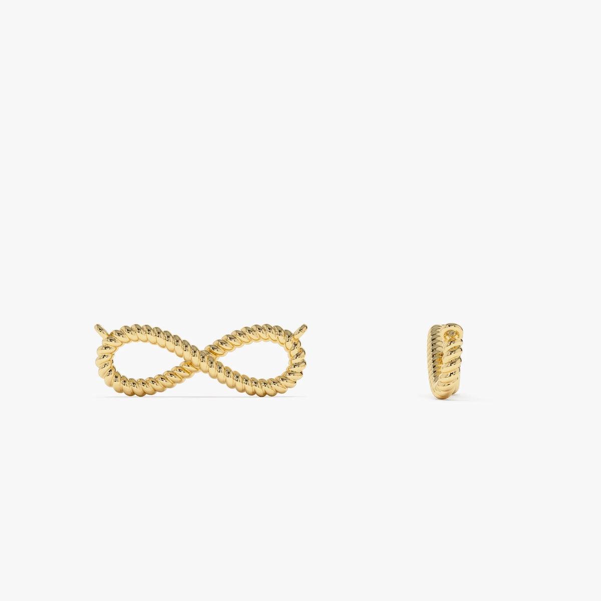 14k Solid Gold Twist Rope Infinity Pendant Necklace