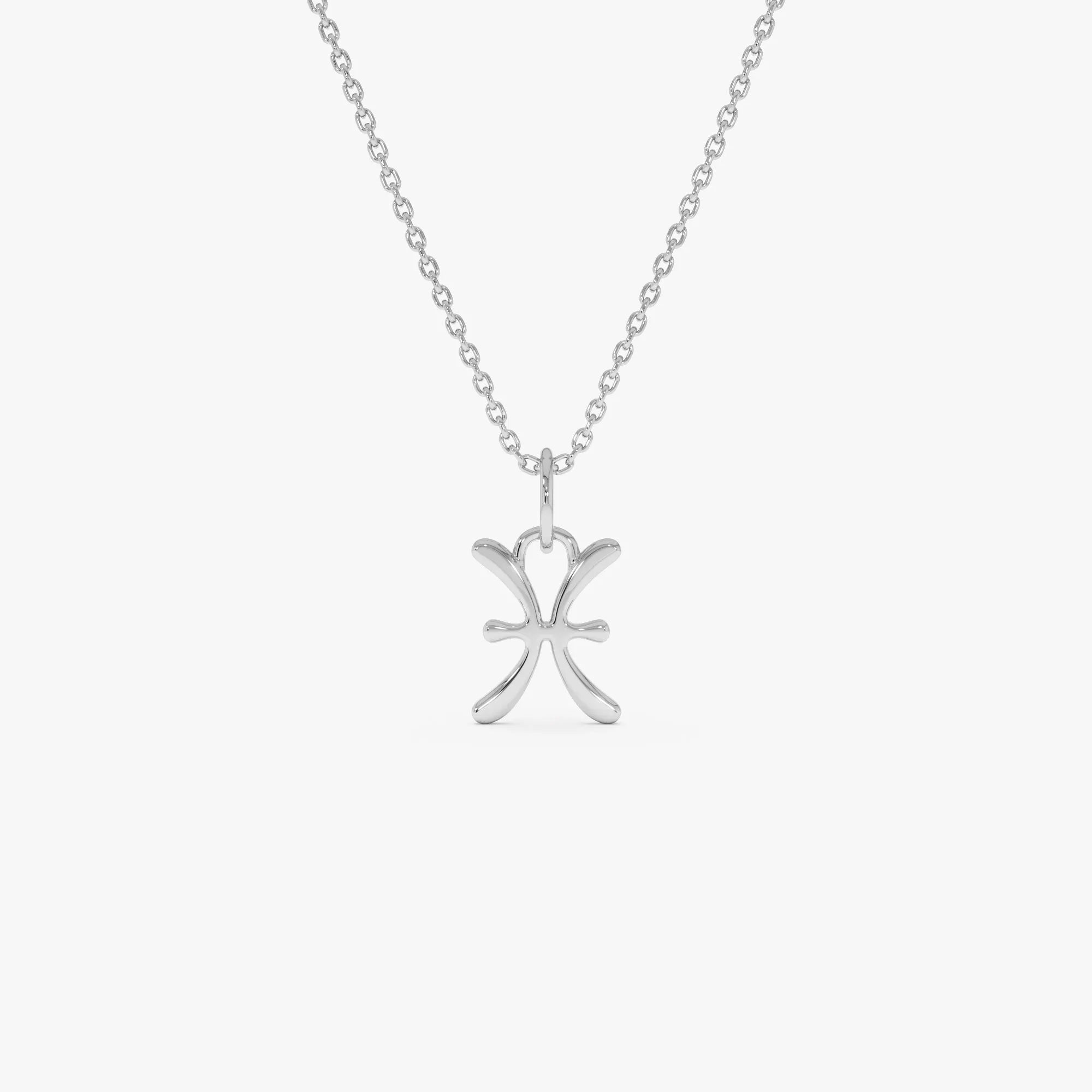 14k Solid Gold Pisces Zodiac Charm Pendant Necklace