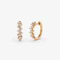 14k Gold Lab Grown Diamond Baguette Cut Horizontal Set Mini Huggie Hoop Earrings 0.39 ctw