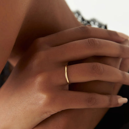 14k Gold Knife Edge Wedding Band Wide Plain Ring