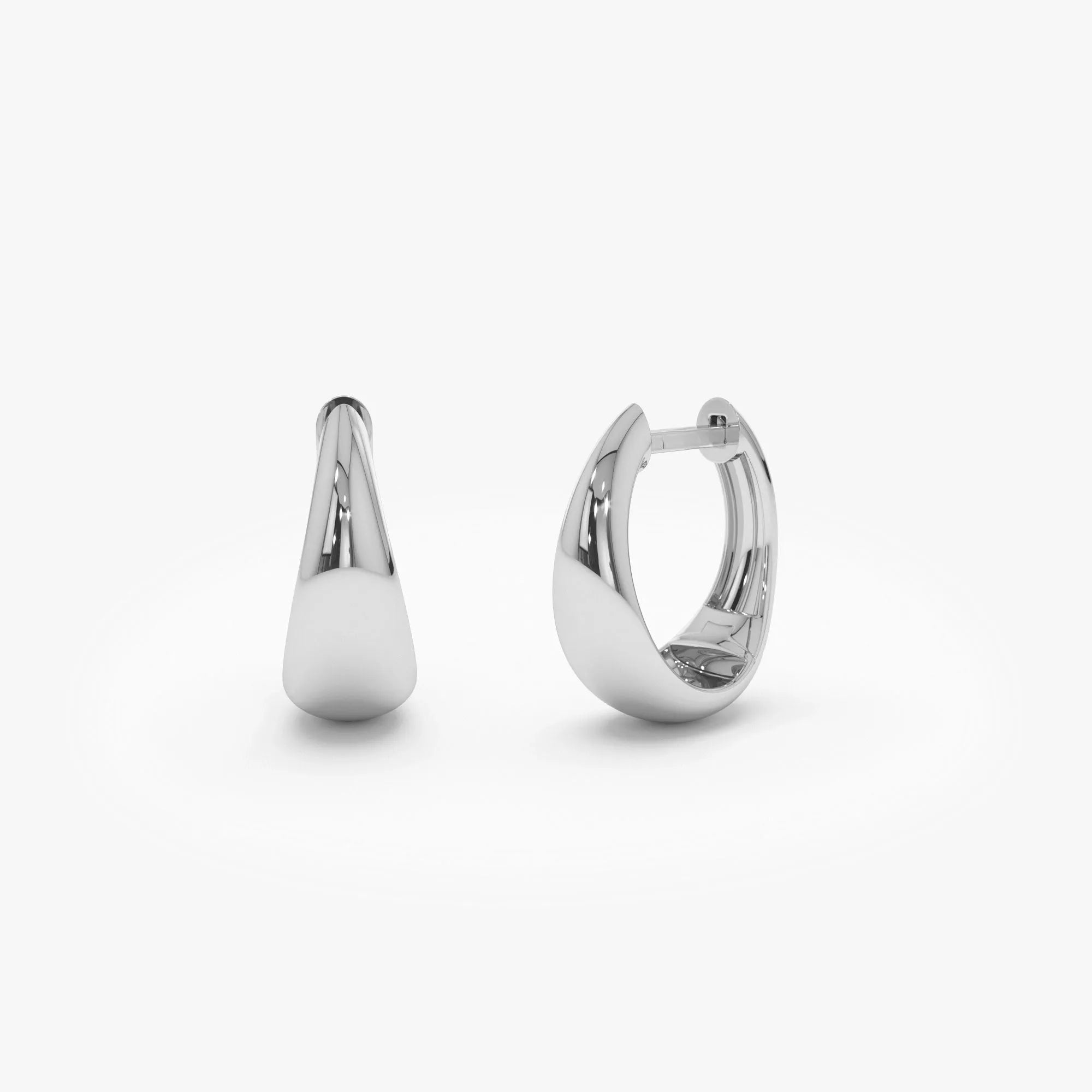 14k Gold Teardrop Graduated Hoop Earrings 13mm Polished Statement Style