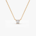 14K Solid Gold Heart Shape Diamond Solitaire Necklace 0.28ctw