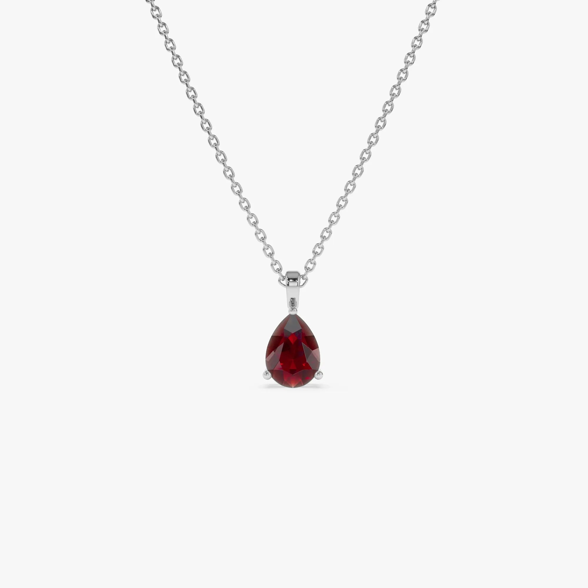 14k Solid Gold Garnet Pear Shaped Solitaire Necklace 0.81 Carat
