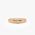 14k Solid Gold 0.07ctw Round Cut Diamond Dome Bezel Set Ring