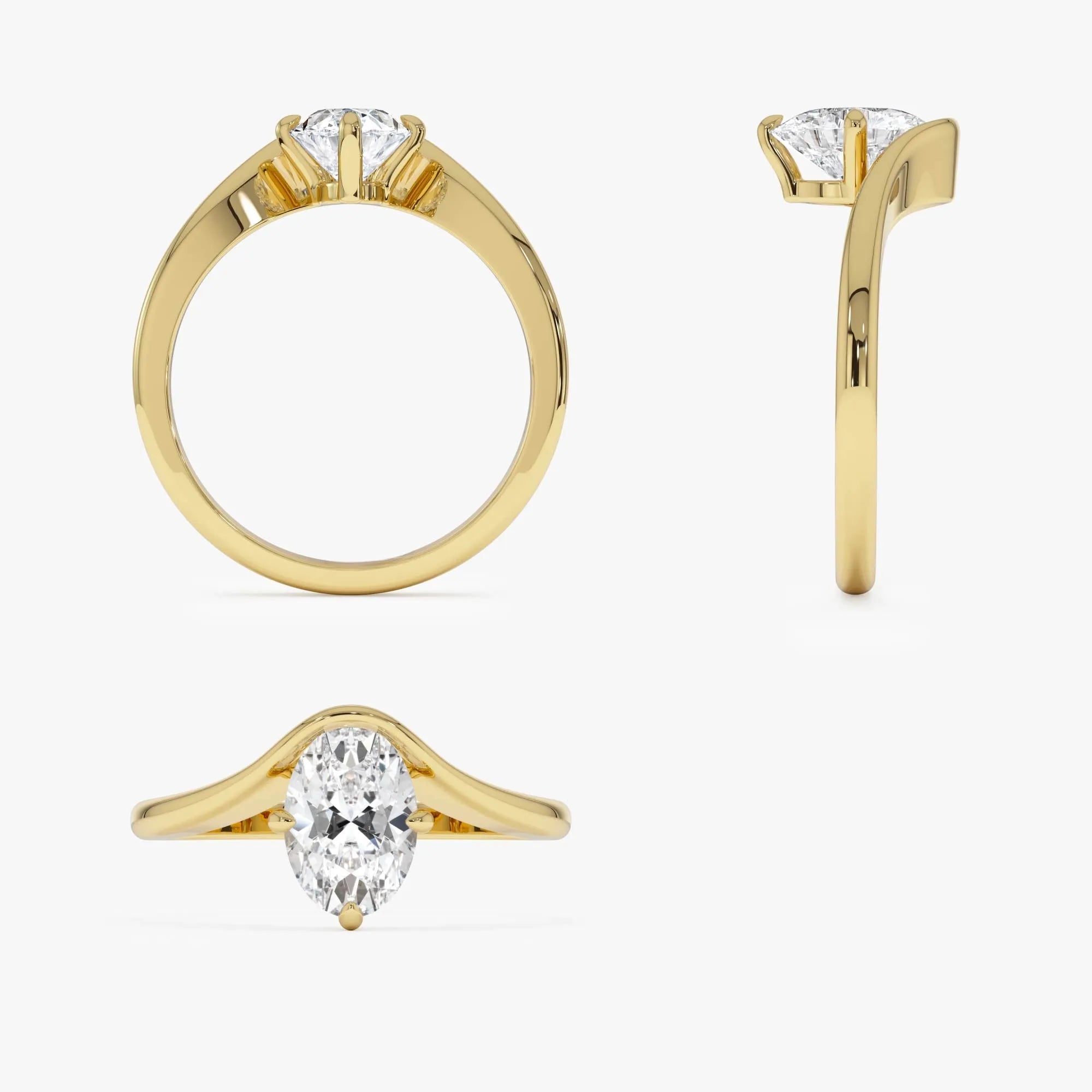 14k Gold Lab Grown Diamond 1.00 Carat Oval Cut IGI Certified Designer Setting Nerissa Ring