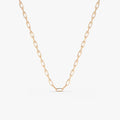 14k Solid Gold Tiny Paperclip Link Necklace Minimalist Layering Chain