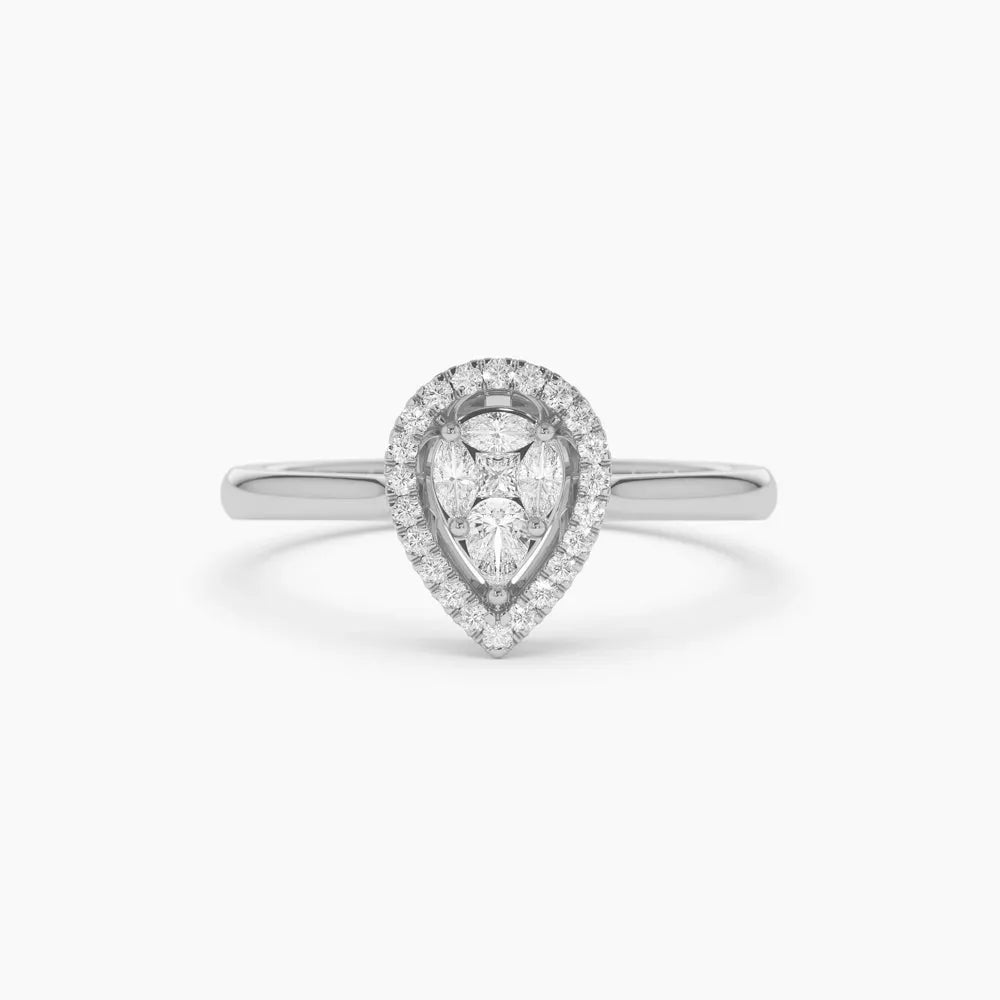 14k Gold Diamond Pear Shape Engagement Ring Illusion Set 0.35 ctw