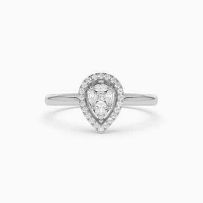 14k Gold Diamond Pear Shape Engagement Ring Illusion Set 0.35 ctw