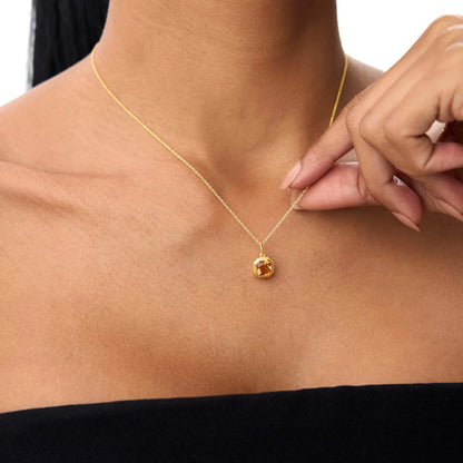 14k Solid Gold Citrine Asscher Cut Necklace 0.97 Carat Bezel Setting