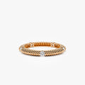 14k Solid Gold Round Diamond 0.30ctw Ribbed Wedding Ring
