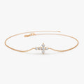 14K Solid Gold Round Diamond Cross Chain Bracelet Prong Setting 0.21 Carat