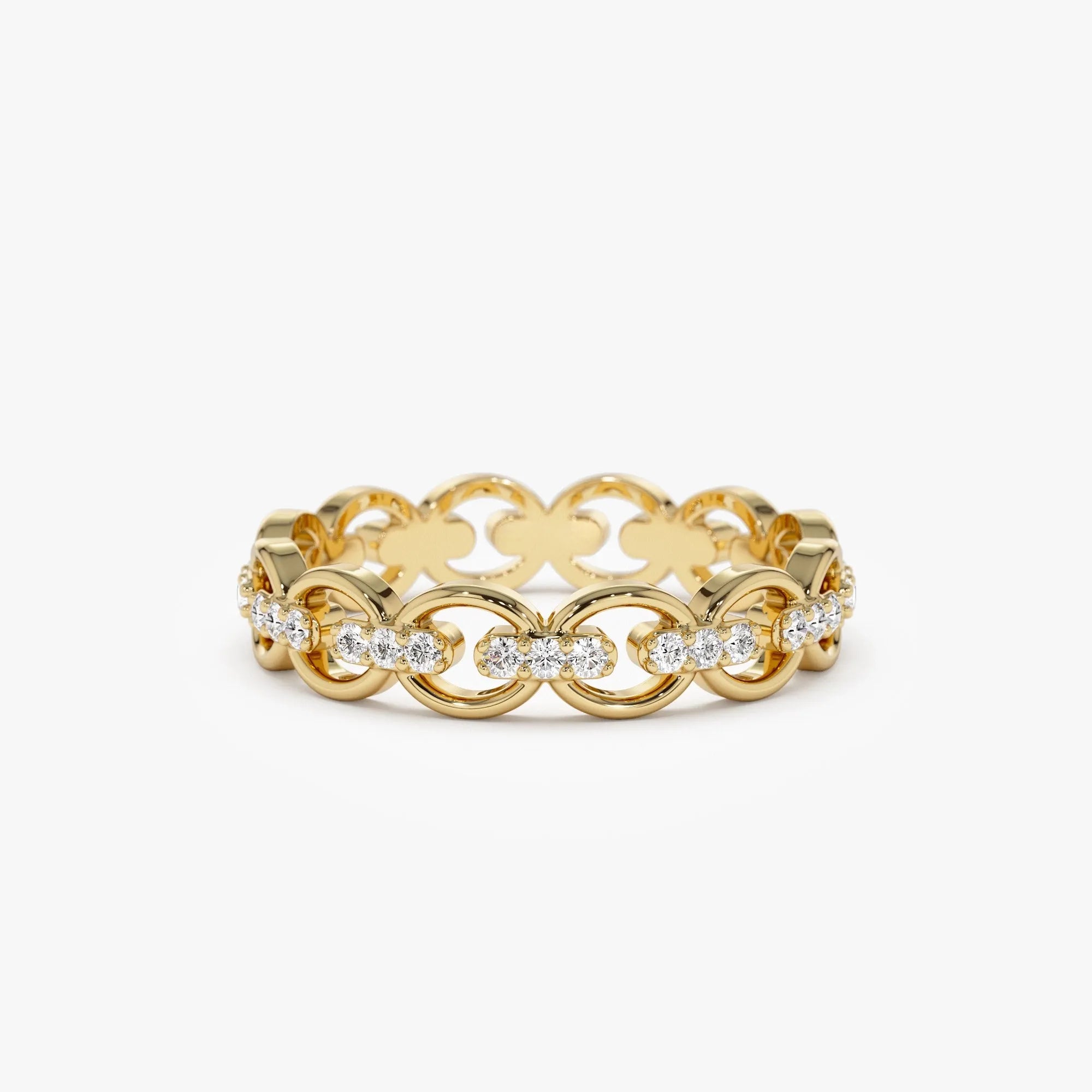 14k Gold Round Diamond 0.35 ctw Full Eternity Link Ring