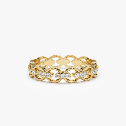 14k Gold Round Diamond 0.35 ctw Full Eternity Link Ring