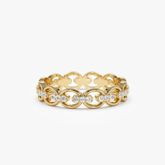 14k Gold Round Diamond 0.35 ctw Full Eternity Link Ring