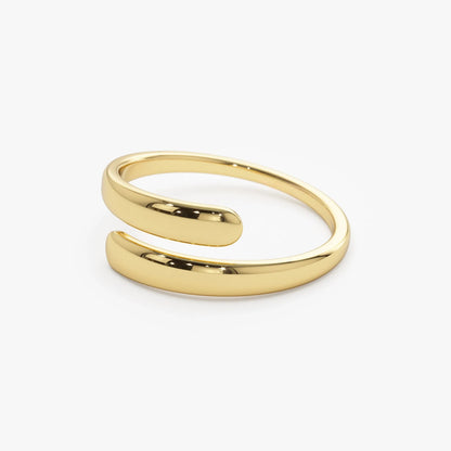 14k Solid Gold Plain Crossover Statement Ring