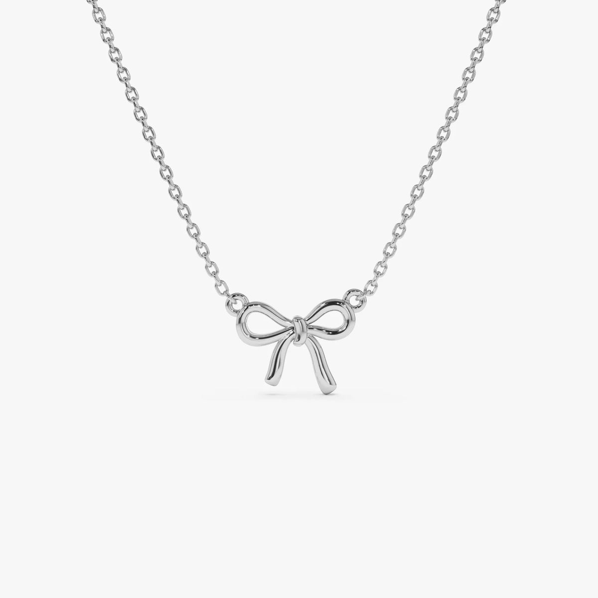 14k Solid Gold Ribbon Pendant Necklace