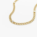 14K Solid Gold Round Diamond Cuban Link Necklace Bezel Set 3mm 0.30cttw