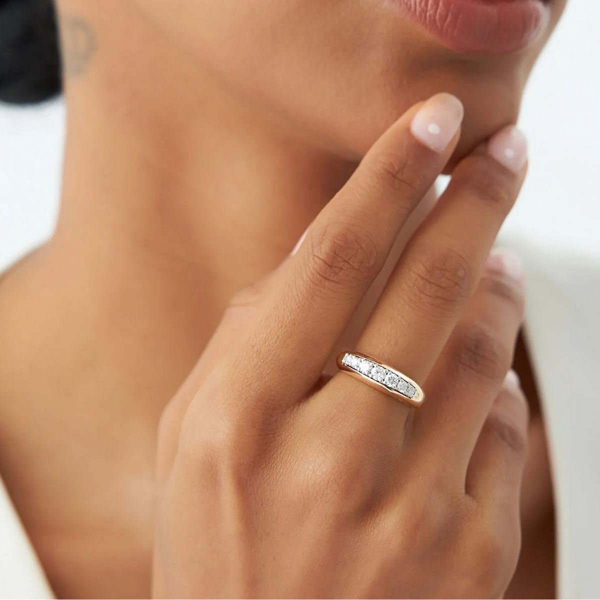 14k Solid Gold Round Diamond 0.45 Carat Dome Ring