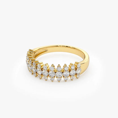 14k Gold Round Diamond 0.69ctw Half Eternity Spike Prong Setting Ring