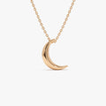 14k Solid Gold Half Moon Crescent Charm Pendant Necklace