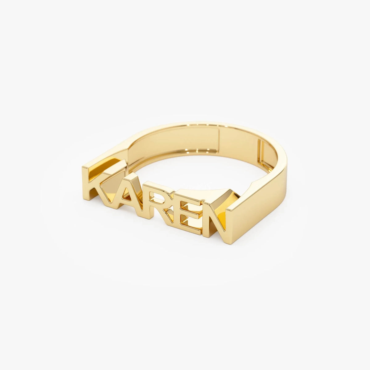 14K Gold Personalized Bold Nameplate Ring Custom Jewelry
