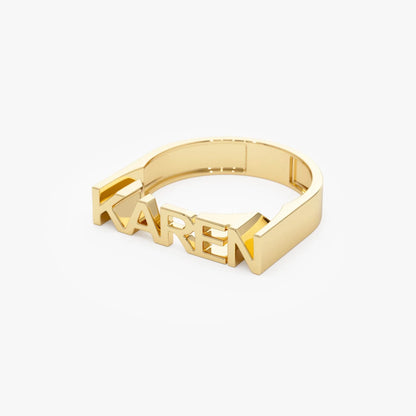 14K Gold Personalized Bold Nameplate Ring Custom Jewelry