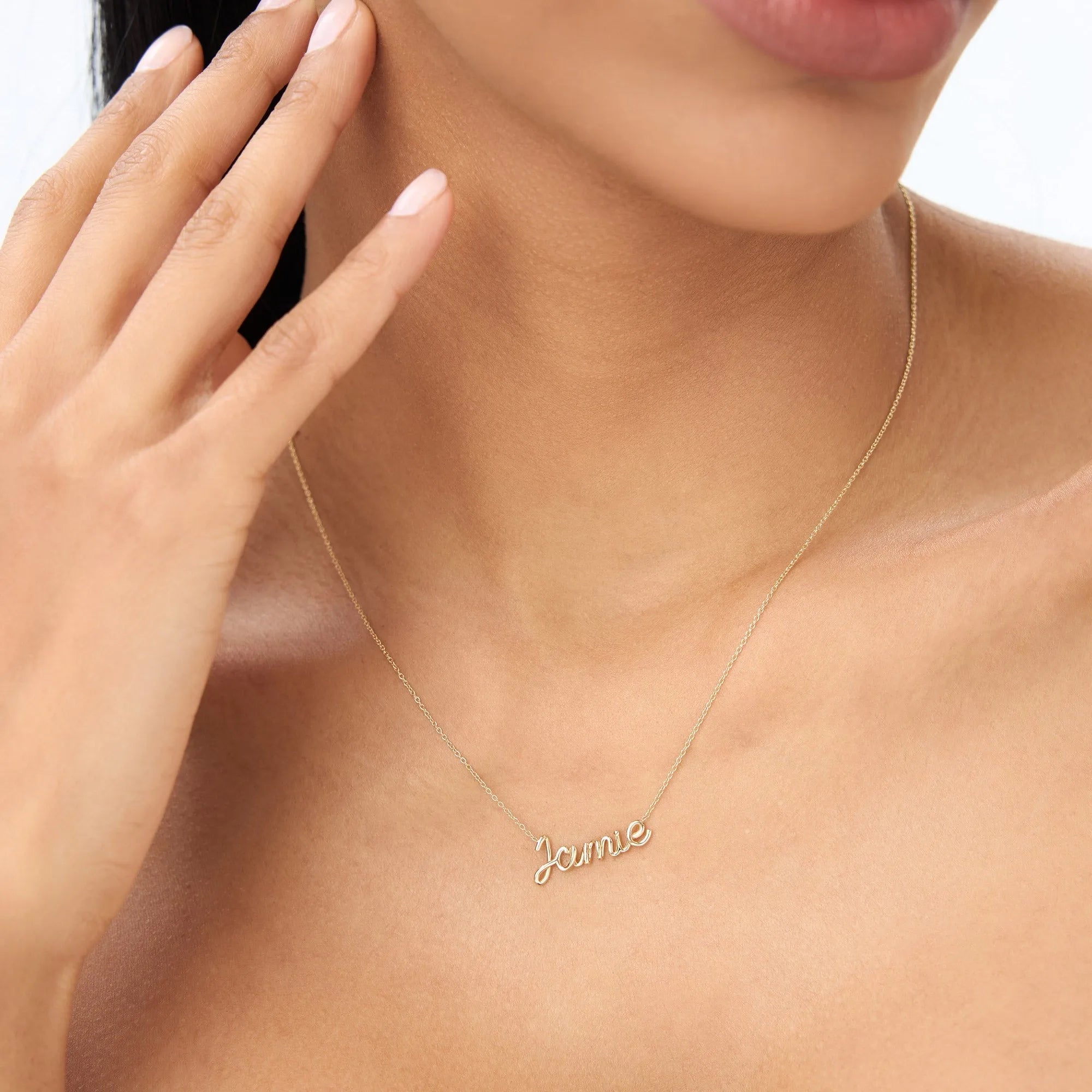 14k Solid Gold Wire Script Custom Name Personalized Pendant Necklace