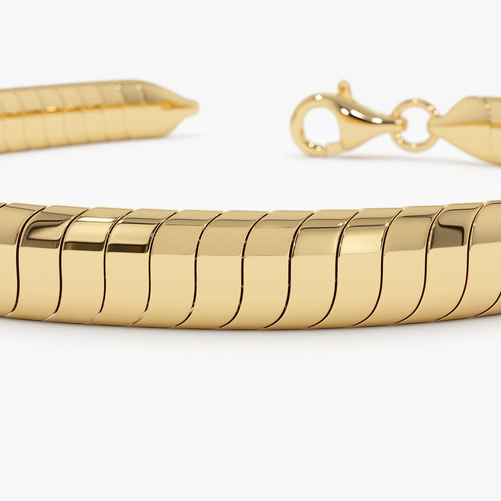 14K Gold 5.7mm Wide Cobra Link Chain Bracelet