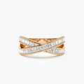14K Solid Gold Baguette Diamond 0.79 Carat Channel Setting Crossover Band