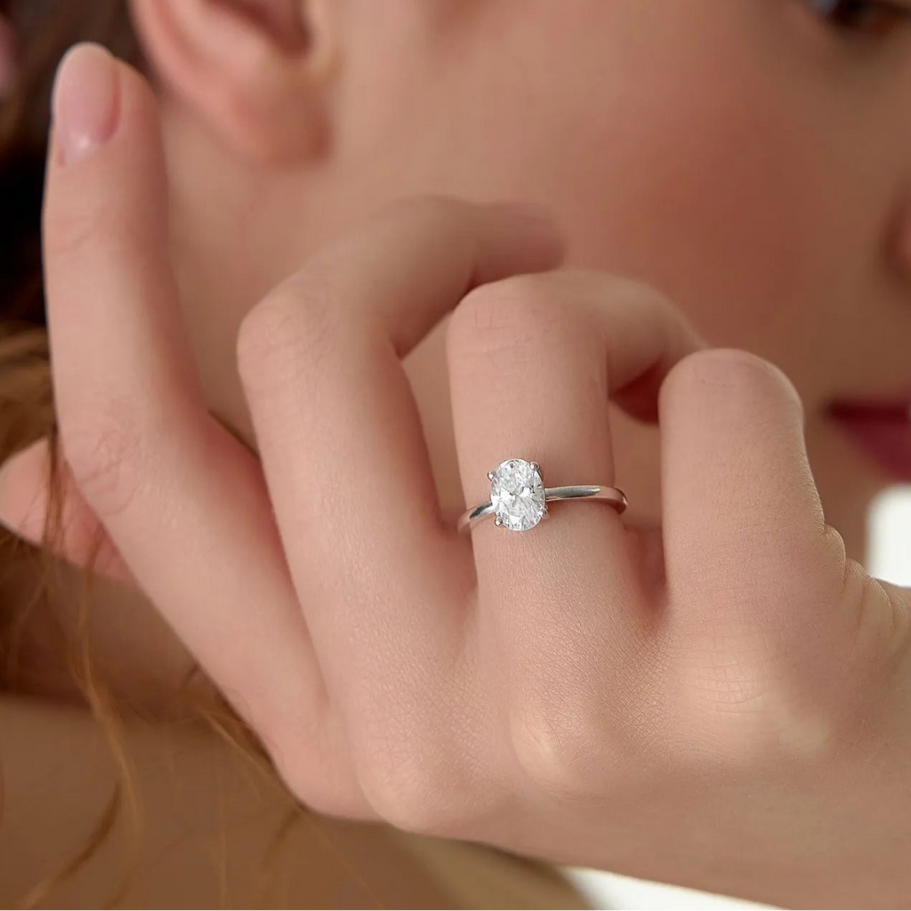 14K Gold Lab Grown Diamond Oval Engagement Ring Four Prong Setting 0.75 to 1.50 ctw Valeria