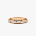 14k Gold Diamond Marquise and Round Dome Flush Setting Ring 0.22 ctw