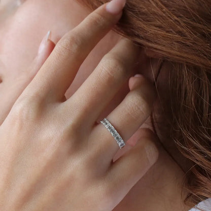 14k Gold 1.01 CTW Emerald Cut Diamond Prong Set Wedding Band