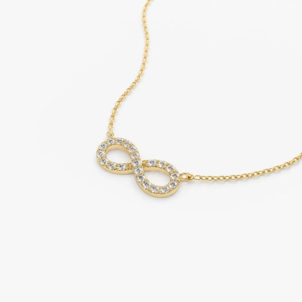 14K Gold 0.15ctw Round Diamond Micro-Pave Infinity Pendant Necklace