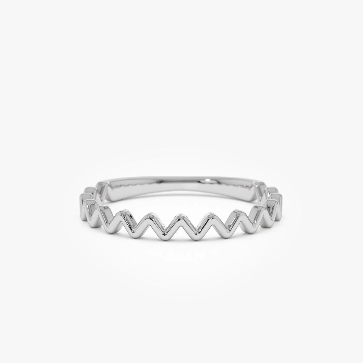 14k Solid Gold High and Low Zig Zag Stackable Band Ring
