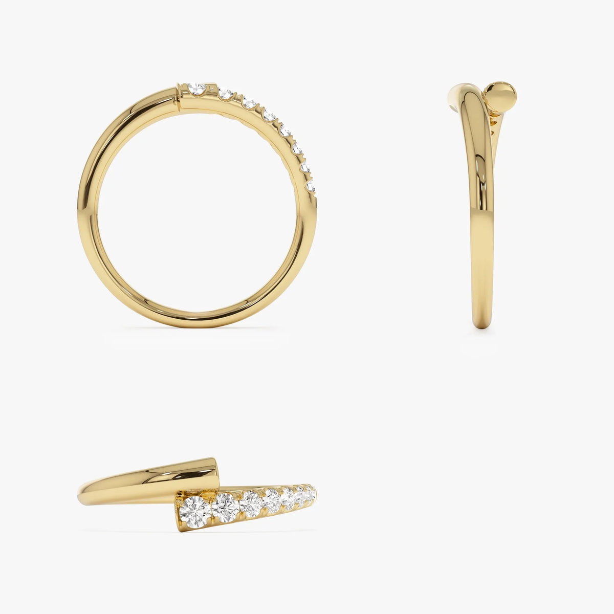 14k Gold 0.23ctw Round Diamond Pave Bypass Ring