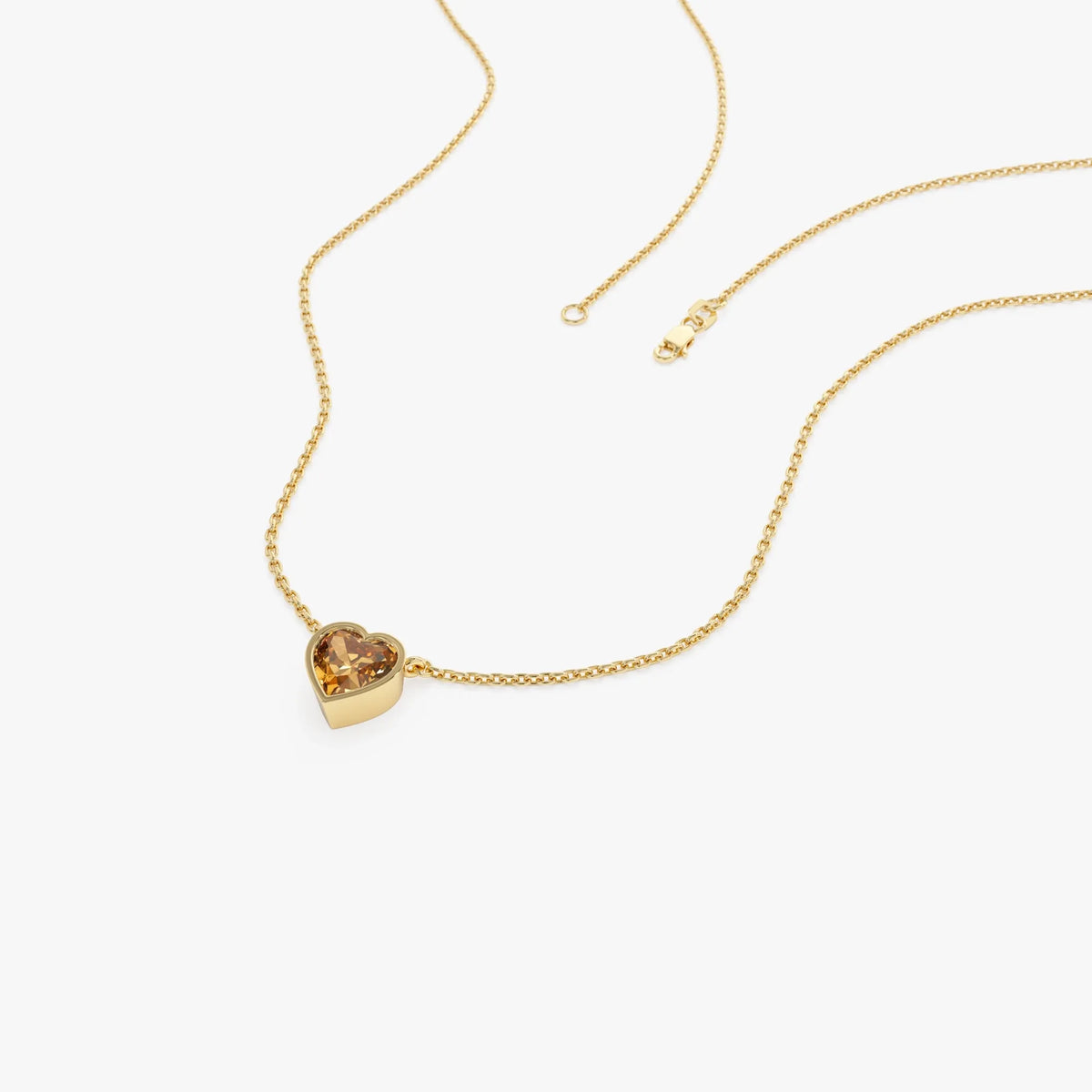 14k Solid Gold Citrine Heart Shaped Layering Necklace 0.40 Carat