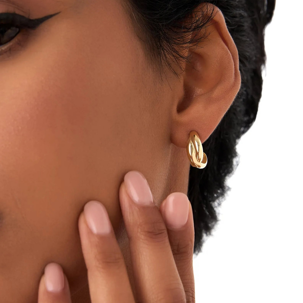 14k Gold Chunky Twisted Hoop Earrings 16mm x 6.8mm