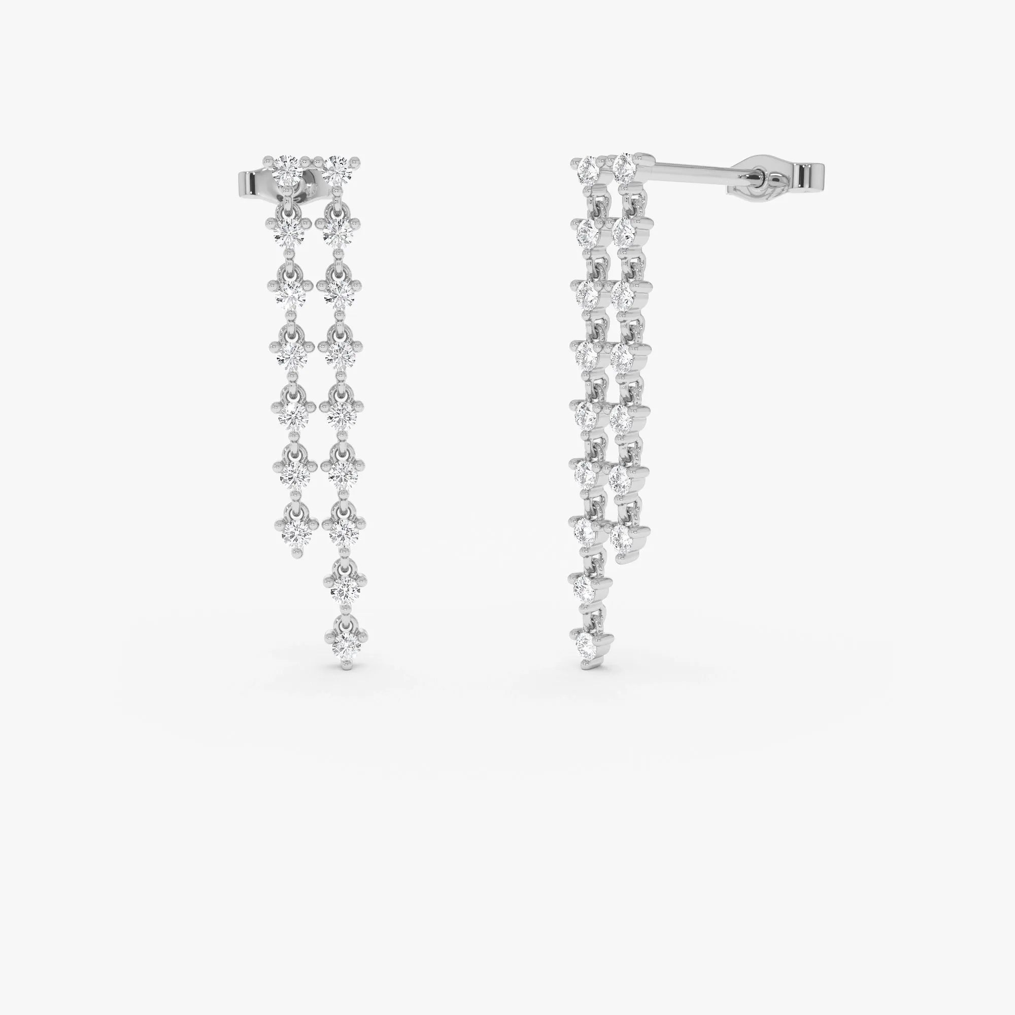 14k Gold Diamond Round Cut Chandelier Earrings 0.65 ctw