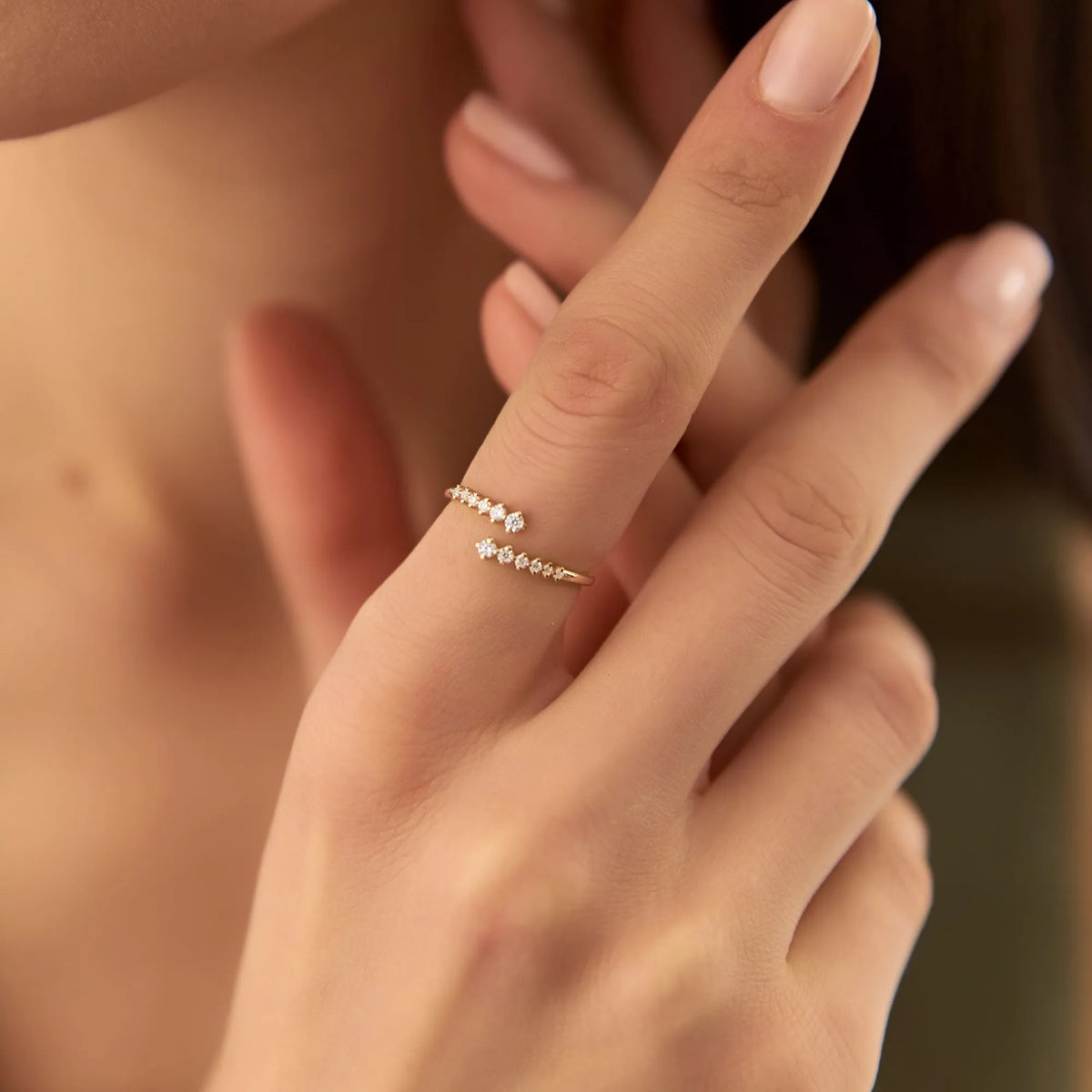 14k Gold Diamond Round Cut Wrapped Ring 0.24 ctw
