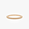 14k Gold Beaded Wedding Band Ring Stackable 1.5mm Solid Gold