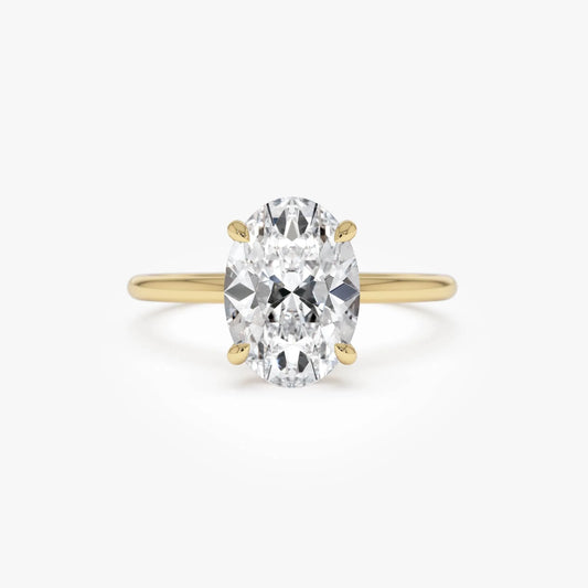 14k Gold Lab Grown Diamond Oval Cut Engagement Ring with Hidden Halo 2.10 ctw IGI Certified Maribel